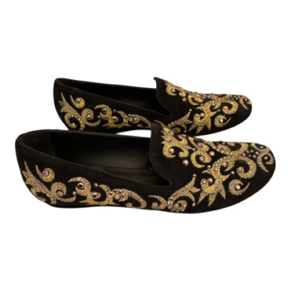 BALDAN black, gold embellished suede flat in 38EU..Never worn - Picture 4 of 7